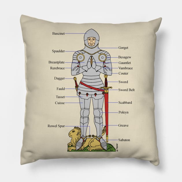 Plate Armour Circa 1430 Pillow by AzureLionProductions