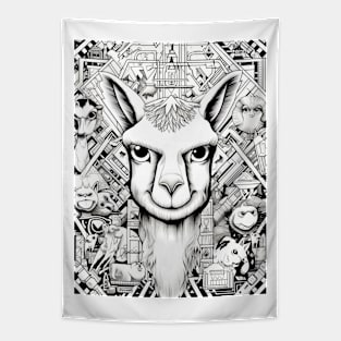 Cartoon Alpaca Graffiti #2 Tapestry