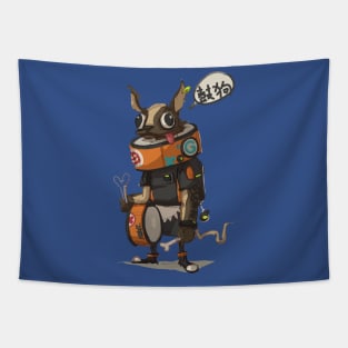 Fox Musician Illustration Tapestry