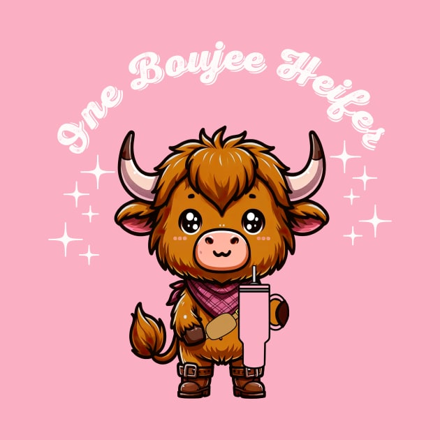 Boujee Heifer Highland Cow Valentines Day Farmyard Animal by SilverLake