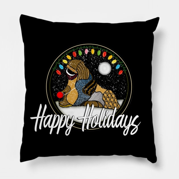 A little dog... Doodle. Happy Holidays. Pillow by AtelierFafard