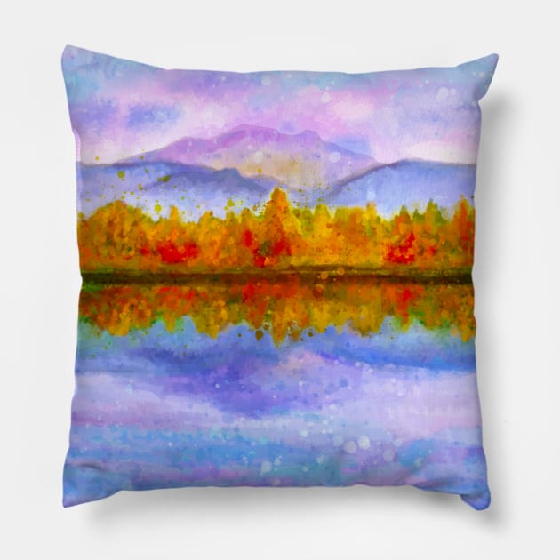 Autumn's Reflection on the Lake Pillow by Makanahele