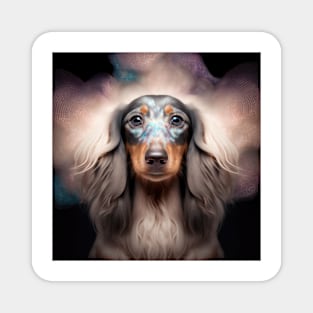 Fractal Design of A Long Haired Dachshund Magnet