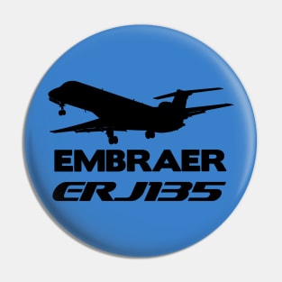 Embraer ERJ135 Silhouette Print (Black) Pin