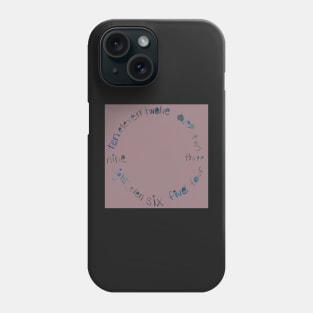 Clock with Numbers, watercolor in mauve, muted red, blue, navy, gray Phone Case