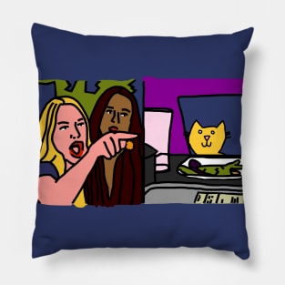 Funny Woman Yelling at Cat Memes Pillow