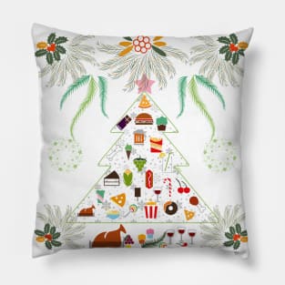 Funny Christmas Tree for Foodies Pillow