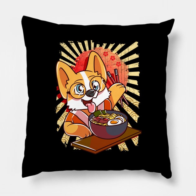 Kawaii Puppy Ramen Bowl Funny Anime Noodles Dog Pillow by theperfectpresents