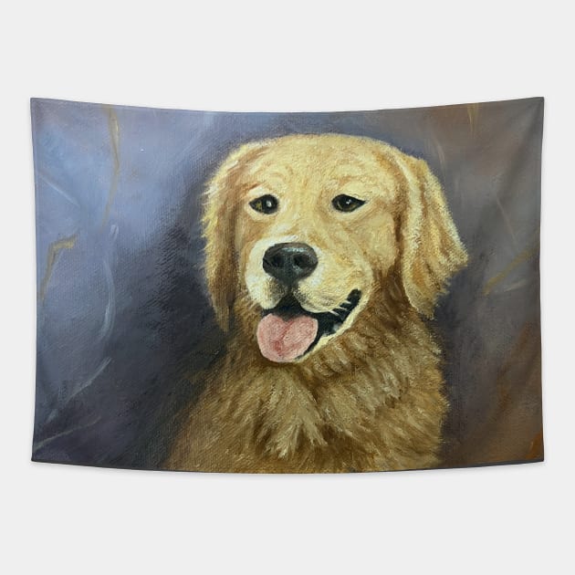 Golden Retriever Service Dog Tapestry by KarenZukArt