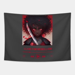 Rebel Soundtrack: Black Anime Character Crop Tee Tapestry