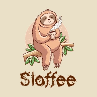 Sloffee,  Sloth Coffee Funny, Funny Sloth, Coffee lovers T-Shirt