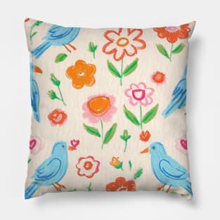 Birds and Flowers Pillow