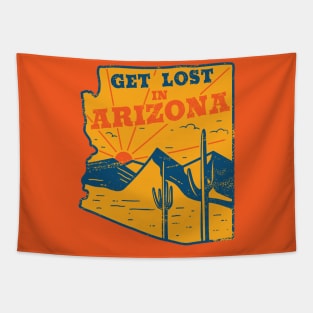 Get Lost in Arizona // Vintage Desert Landscape // Retro Tourism Badge Tapestry