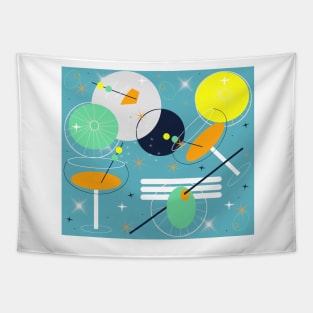 Cocktail Time Retro Atomic Abstract Tapestry