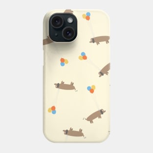 Funny Cartoon Dog Floating Away Tied To Balloons Phone Case