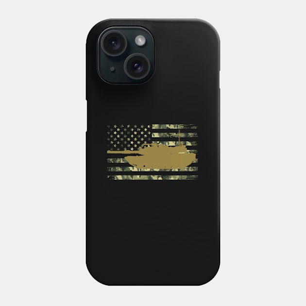 M1 Abrams Military Battle Tank Camo American Flag Phone Case by SnugFarm