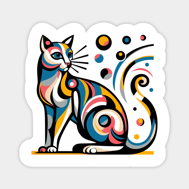 Pop art cat illustration. cubism cat illustration Magnet by gblackid
