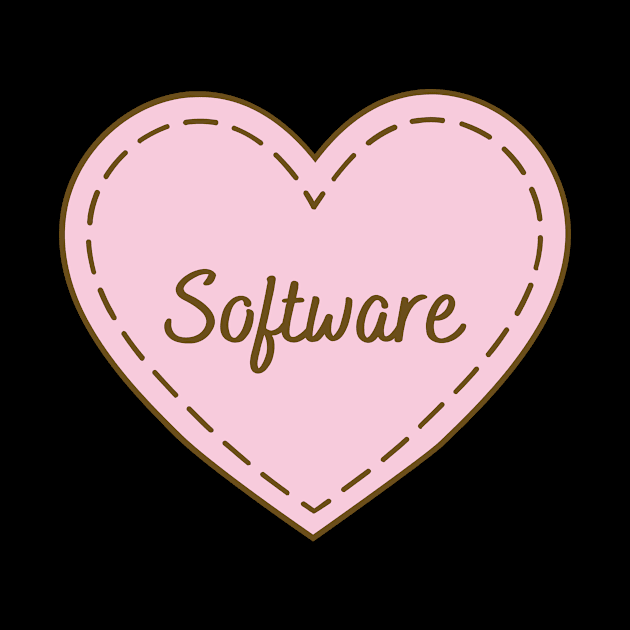 I Love Software Simple Heart Design by Word Minimalism