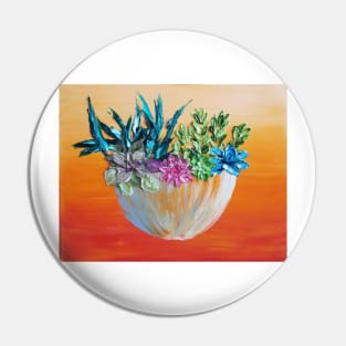 succulent plant in a pot, plant painting, boho colors, succulent on orange background Pin