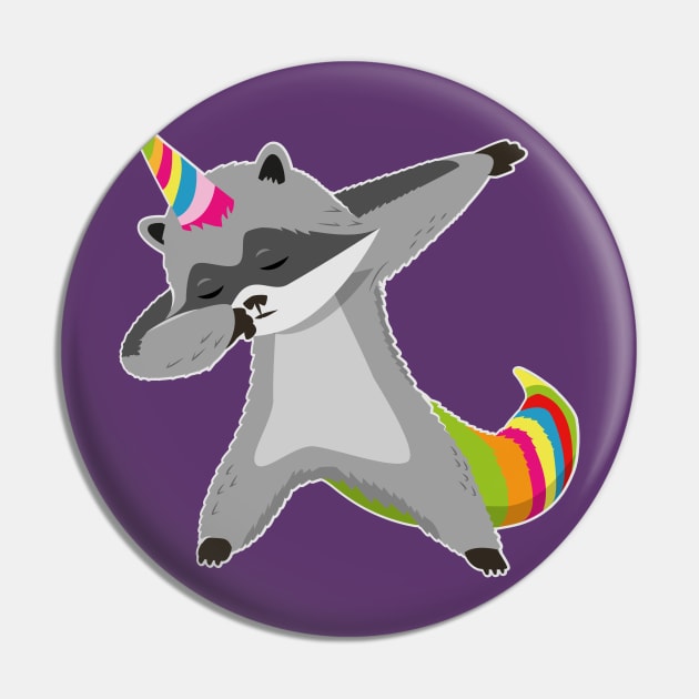 Raccoonicorn Unicorn Raccoon Dabbing Pin by propellerhead