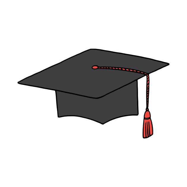 Red Tassel Graduation Cap by murialbezanson