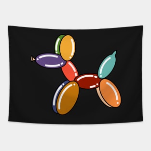 Rainbow Balloon Animal Dog On Black Background Tapestry