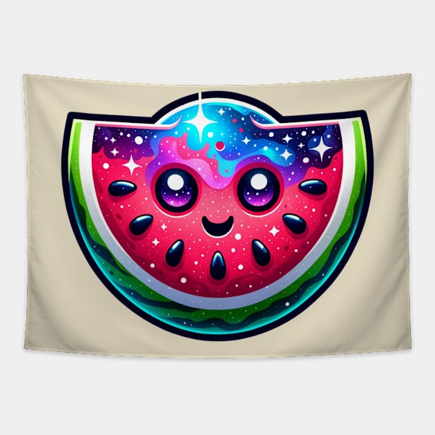 Slice of a Cute Kawaii Galaxy Watermelon Tapestry by Odetee