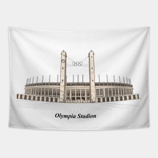 Drawing of Olympia Stadion, Berlin Germany Tapestry