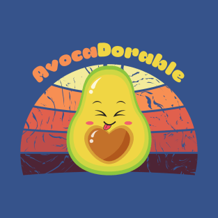 Cute Kawaii Avocado Pun, Vintage Sunset T-Shirt