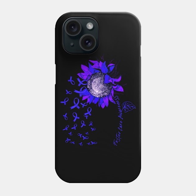 FOSTER CARE  AWARENESS Sunflower Blue Ribbon Phone Case by vamstudio