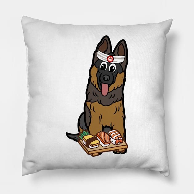 Funny guard dog is a sushi chef Pillow by Pet Station