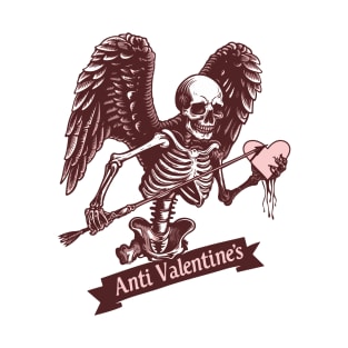 Anti Valentine's Vintage Skeleton Heart Tee T-Shirt