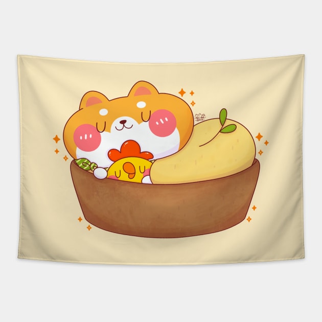 Shiba Fruit Tart Tapestry by Nas.ArtSpace