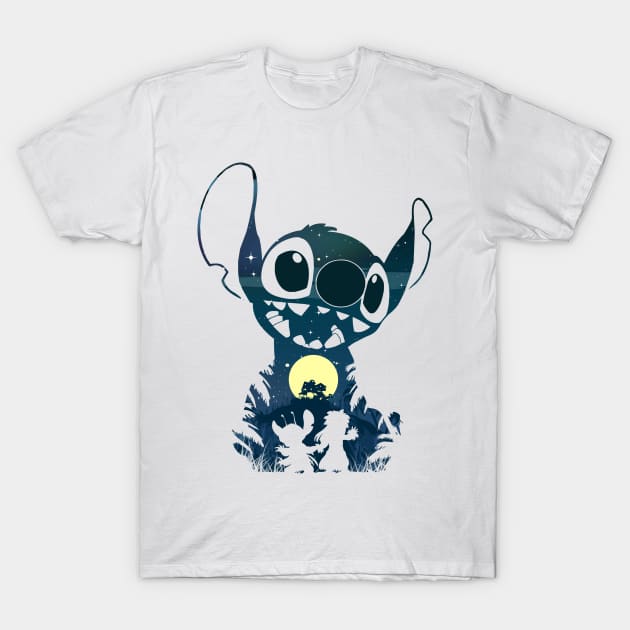 Ohana Stitch Night Set Silhouette - Stitch - T-Shirt | TeePublic