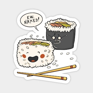 Funny Cute Sushi Cartoon // Kawaii Sushi Illustration Magnet