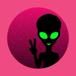 Colourful, Cute Design of an Alien Giving a Peace Sign T-Shirt