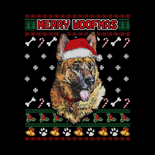 Merry Woofmas German Shepherd Christmas Dog Ugly Sweater by EmilyCharlotty