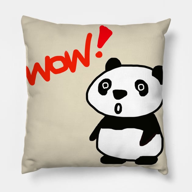 WOW! Panda got surprised! Pillow by flyinghigh5