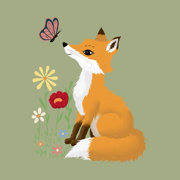 Fox and butterfly by J.K.Blackwood