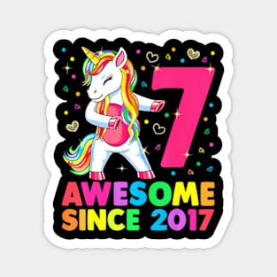 7 Years Old Unicorn Flossing 7Th Birthday Girl Unicorn Party Magnet