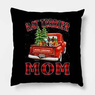 Christmas Rat Terrier Mom Santa Hat Truck Tree Plaid Dog Mom Christmas Pillow