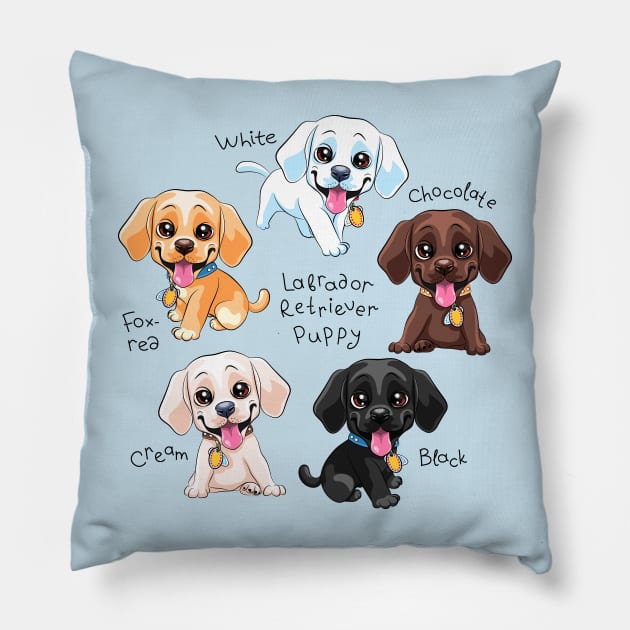 Set of cute little puppy Labrador Retriever Pillow by kavalenkava