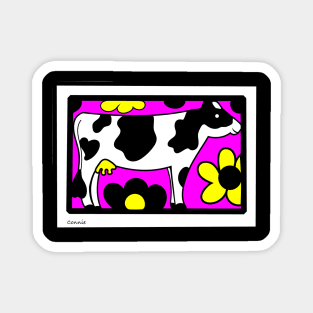 Funny Cow with Flowers Magnet