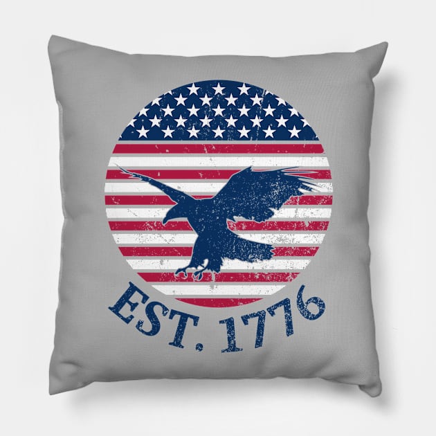 American Flag with Eagle, Est. 1776 Pillow by ObscureDesigns