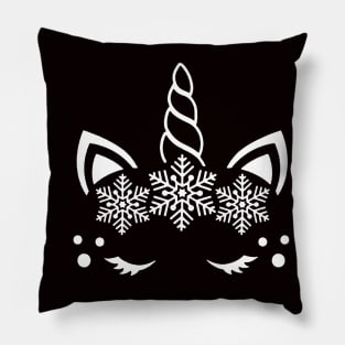 Cute Unicorn Christmas Unicorn Snowflake Pillow