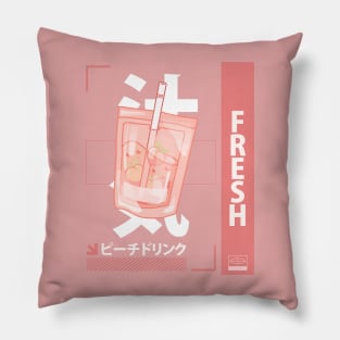 funny retro 90s japanese kawaii peach juice drink carton Pillow