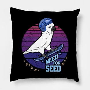 Need for Seed - skater Cockatoo doodle Pillow