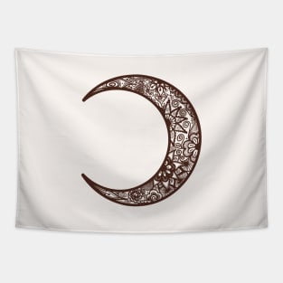 Brown Henna Crescent Moon Tapestry