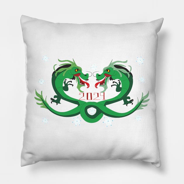 Year of The Dragon 2024 Pillow by Alekvik