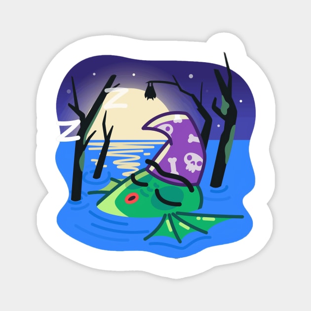 Kappa sleeps in the water under the moonlight Magnet by ManimeXP